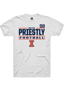 Melvin Priestly  Illinois Fighting Illini White Rally Football NIL Stacked Box Short Sleeve T Shir..