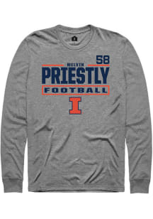 Melvin Priestly  Illinois Fighting Illini Graphite Rally Football NIL Stacked Box Long Sleeve T Sh..