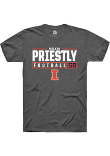 Melvin Priestly  Illinois Fighting Illini Dark Grey Rally Football NIL Stacked Box Short Sleeve T..