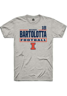 Michael Bartolotta  Illinois Fighting Illini Ash Rally Football NIL Stacked Box Short Sleeve T Shi..