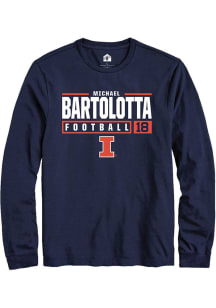 Michael Bartolotta  Illinois Fighting Illini Navy Blue Rally Football NIL Stacked Box Long Sleeve..