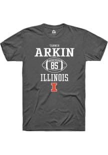 Tanner Arkin  Illinois Fighting Illini Dark Grey Rally Football NIL Sport Icon Short Sleeve T Shir..