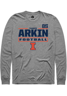 Tanner Arkin  Illinois Fighting Illini Graphite Rally Football NIL Stacked Box Long Sleeve T Shirt