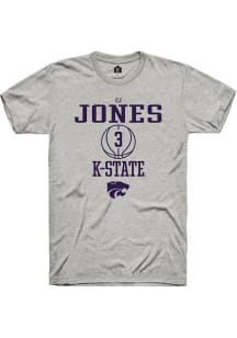 Cj Jones  K-State Wildcats Ash Rally NIL Sport Icon Short Sleeve T Shirt