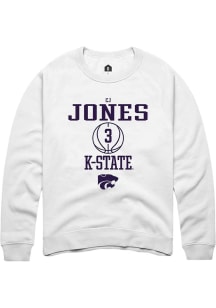 Cj Jones  Rally K-State Wildcats Mens White NIL Sport Icon Long Sleeve Crew Sweatshirt