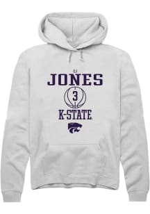 Cj Jones  Rally K-State Wildcats Mens White NIL Sport Icon Long Sleeve Hoodie