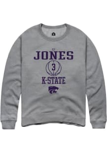 Cj Jones  Rally K-State Wildcats Mens Graphite NIL Sport Icon Long Sleeve Crew Sweatshirt
