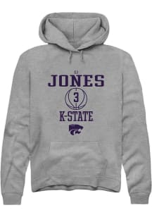 Cj Jones  Rally K-State Wildcats Mens Graphite NIL Sport Icon Long Sleeve Hoodie