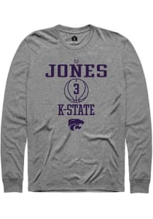 Cj Jones  K-State Wildcats Graphite Rally NIL Sport Icon Long Sleeve T Shirt
