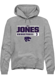 Cj Jones  Rally K-State Wildcats Mens Graphite NIL Stacked Box Long Sleeve Hoodie