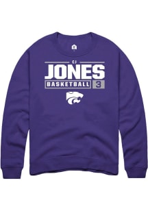 Cj Jones  Rally K-State Wildcats Mens Purple NIL Stacked Box Long Sleeve Crew Sweatshirt