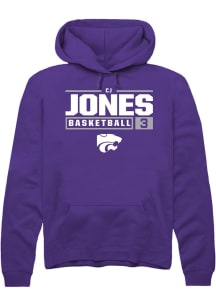 Cj Jones  Rally K-State Wildcats Mens Purple NIL Stacked Box Long Sleeve Hoodie