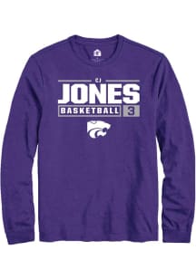 Cj Jones  K-State Wildcats Purple Rally NIL Stacked Box Long Sleeve T Shirt