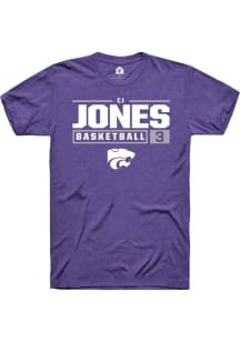 Cj Jones  K-State Wildcats Purple Rally NIL Stacked Box Short Sleeve T Shirt