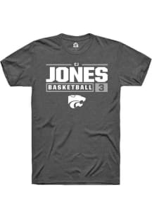 Cj Jones  K-State Wildcats Dark Grey Rally NIL Stacked Box Short Sleeve T Shirt