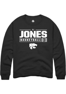 Cj Jones  Rally K-State Wildcats Mens Black NIL Stacked Box Long Sleeve Crew Sweatshirt