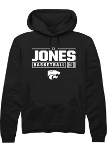 Cj Jones  Rally K-State Wildcats Mens Black NIL Stacked Box Long Sleeve Hoodie
