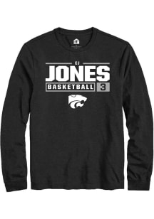 Cj Jones  K-State Wildcats Black Rally NIL Stacked Box Long Sleeve T Shirt