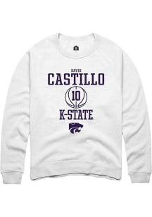 David Castillo  Rally K-State Wildcats Mens White NIL Sport Icon Long Sleeve Crew Sweatshirt