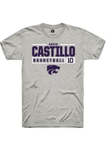 David Castillo  K-State Wildcats Ash Rally NIL Stacked Box Short Sleeve T Shirt