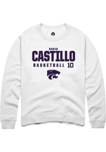 David Castillo  Rally K-State Wildcats Mens White NIL Stacked Box Long Sleeve Crew Sweatshirt