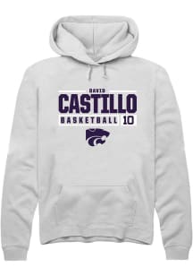 David Castillo  Rally K-State Wildcats Mens White NIL Stacked Box Long Sleeve Hoodie