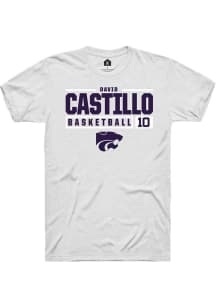 David Castillo  K-State Wildcats White Rally NIL Stacked Box Short Sleeve T Shirt
