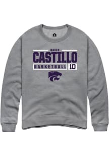 David Castillo  Rally K-State Wildcats Mens Graphite NIL Stacked Box Long Sleeve Crew Sweatshirt