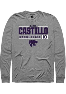 David Castillo  K-State Wildcats Graphite Rally NIL Stacked Box Long Sleeve T Shirt