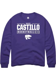 David Castillo  Rally K-State Wildcats Mens Purple NIL Stacked Box Long Sleeve Crew Sweatshirt