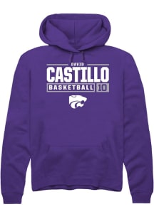David Castillo  Rally K-State Wildcats Mens Purple NIL Stacked Box Long Sleeve Hoodie