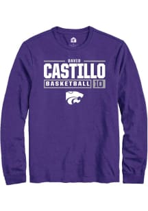 David Castillo  K-State Wildcats Purple Rally NIL Stacked Box Long Sleeve T Shirt