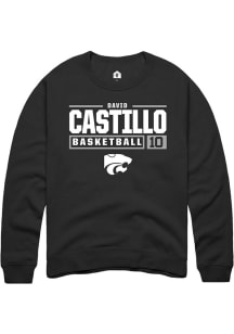 David Castillo  Rally K-State Wildcats Mens Black NIL Stacked Box Long Sleeve Crew Sweatshirt