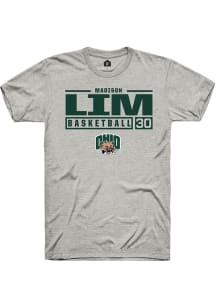 Madison Lim  Ohio Bobcats Ash Rally NIL Stacked Box Short Sleeve T Shirt