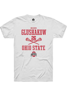 Braden Glushakow  Ohio State Buckeyes White Rally NIL Sport Icon Short Sleeve T Shirt