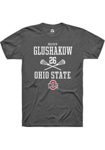 Braden Glushakow  Ohio State Buckeyes Dark Grey Rally NIL Sport Icon Short Sleeve T Shirt