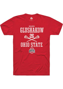 Braden Glushakow  Ohio State Buckeyes Red Rally NIL Sport Icon Short Sleeve T Shirt