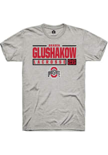 Braden Glushakow  Ohio State Buckeyes Ash Rally NIL Stacked Box Short Sleeve T Shirt