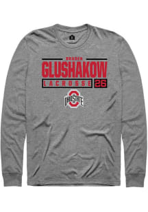 Braden Glushakow  Ohio State Buckeyes Graphite Rally NIL Stacked Box Long Sleeve T Shirt