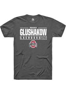 Braden Glushakow  Ohio State Buckeyes Dark Grey Rally NIL Stacked Box Short Sleeve T Shirt