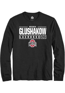 Braden Glushakow  Ohio State Buckeyes Black Rally NIL Stacked Box Long Sleeve T Shirt