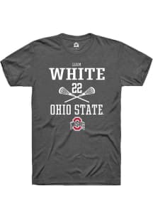 Liam White  Ohio State Buckeyes Dark Grey Rally NIL Sport Icon Short Sleeve T Shirt