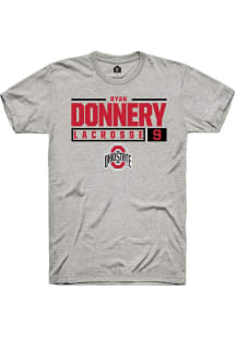 Ryan Donnery  Ohio State Buckeyes Ash Rally NIL Stacked Box Short Sleeve T Shirt
