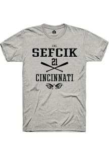 Cal Sefcik  Cincinnati Bearcats Ash Rally NIL Sport Icon Short Sleeve T Shirt
