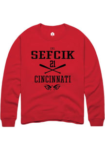 Cal Sefcik  Rally Cincinnati Bearcats Mens Red NIL Sport Icon Long Sleeve Crew Sweatshirt