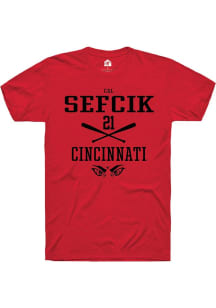 Cal Sefcik  Cincinnati Bearcats Red Rally NIL Sport Icon Short Sleeve T Shirt