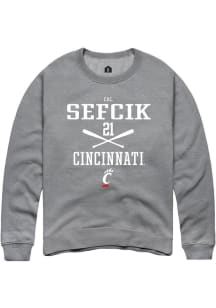 Cal Sefcik  Rally Cincinnati Bearcats Mens Graphite NIL Sport Icon Long Sleeve Crew Sweatshirt