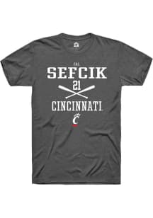 Cal Sefcik  Cincinnati Bearcats Dark Grey Rally NIL Sport Icon Short Sleeve T Shirt