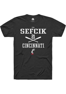Cal Sefcik  Cincinnati Bearcats Black Rally NIL Sport Icon Short Sleeve T Shirt