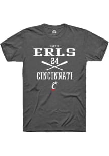 Carter Erls  Cincinnati Bearcats Dark Grey Rally NIL Sport Icon Short Sleeve T Shirt